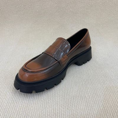 Microfiber Brown Platform Loafers Women Casual Leather Platform Loafers