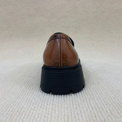 Microfiber Brown Platform Loafers Women Casual Leather Platform Loafers