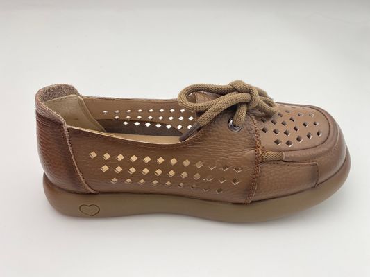 Lady brązowe oddychające puste sznurówki wygodne damskie buty z miękkimi podeszwami
